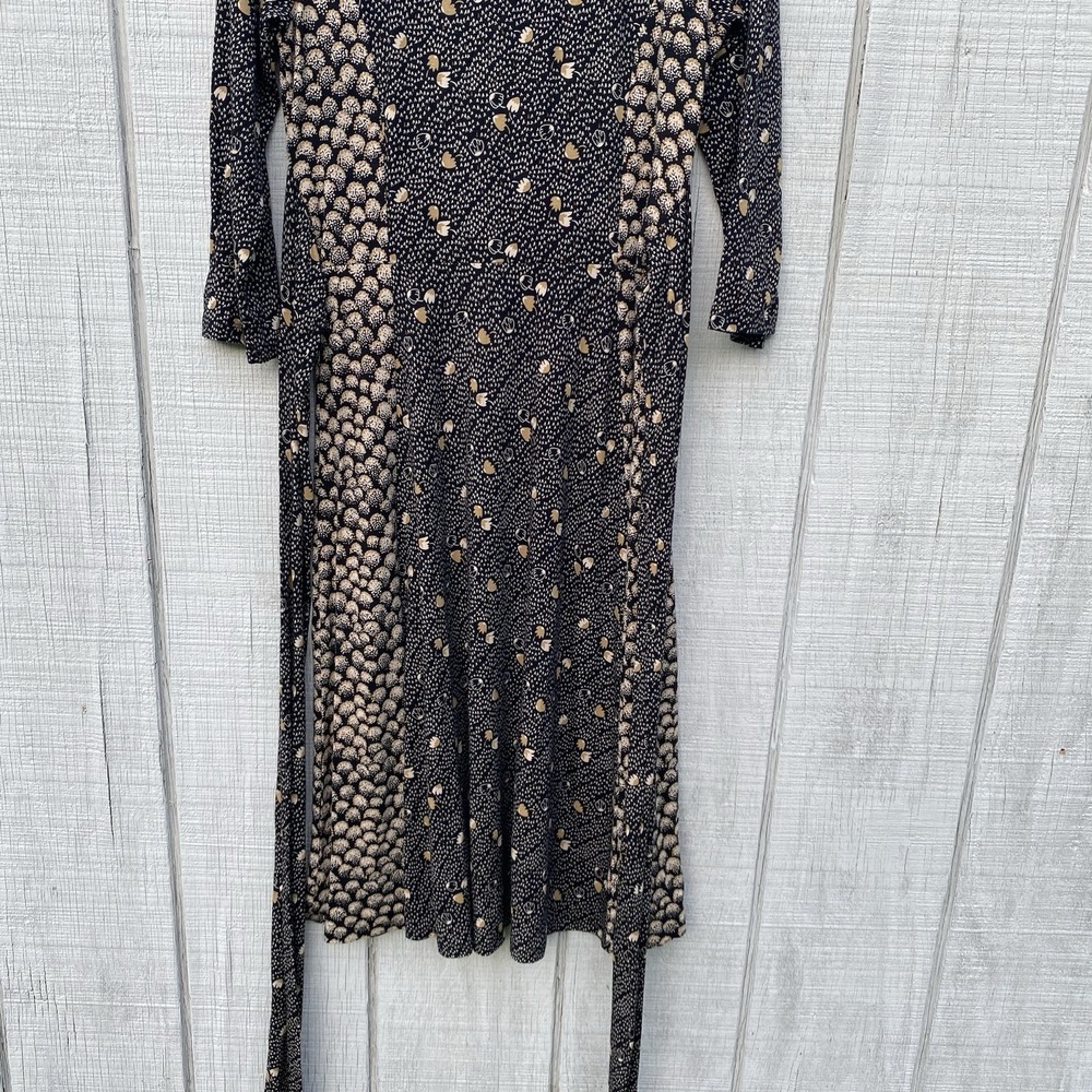 Boden Anna Wrap Tie Dress 3/4 Sleeve Midi Length Jersey Stretchy Modest Size 4 - Picture 2 of 6